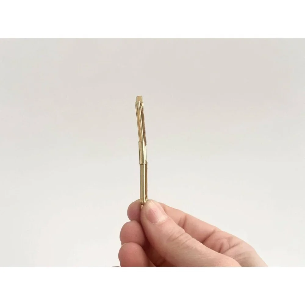 Minimalist Fluted Smooth Gold Toned Vintage Men's Collar Clip | Collar Bar
